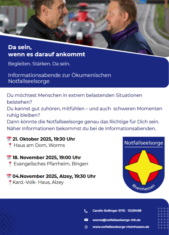 Plakat Infoveranstaltungen Notfallseelsorge Rheinhessen 2025