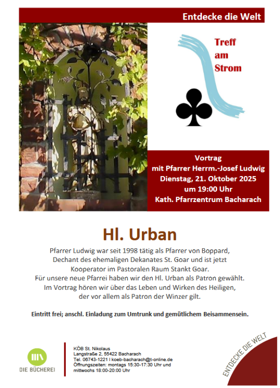 Plakat zum Vortrag: Hl. Urban mit Pfarrer Ludwig